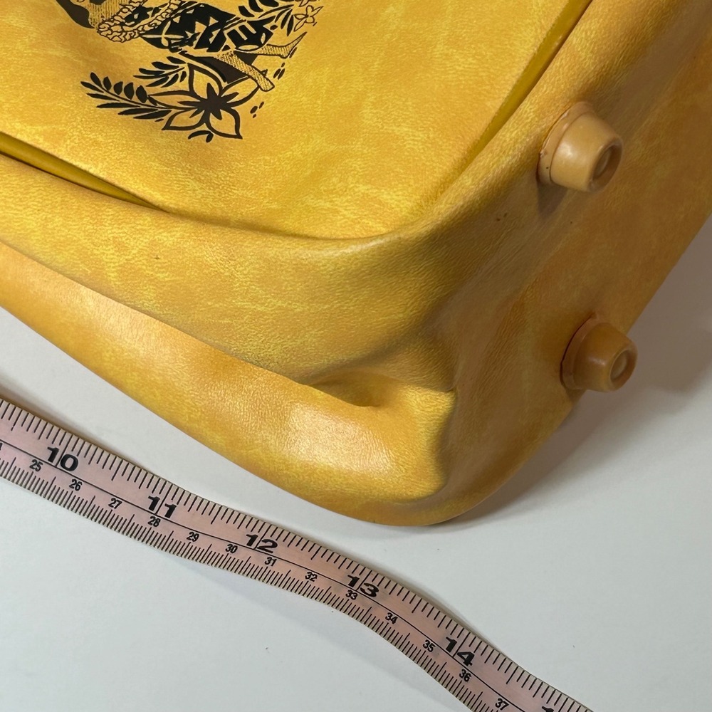 Vintage Trade Wind Tours of Hawaii Yellow Vinyl Travel Bag Hula Girl Retro MCM - Picture 10 of 12